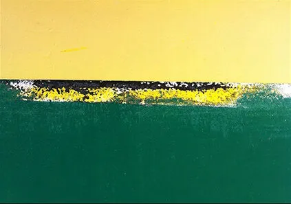 Macro-photographie abstraite verte avec un horizon jaune