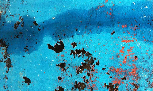 Macro-photographie abstraite turquoise percée de noir