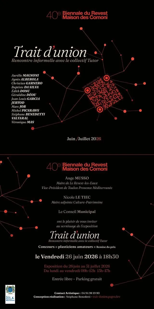 Affiche de l'exposition Trait d'union, 40e Biennale du Revest, 2026